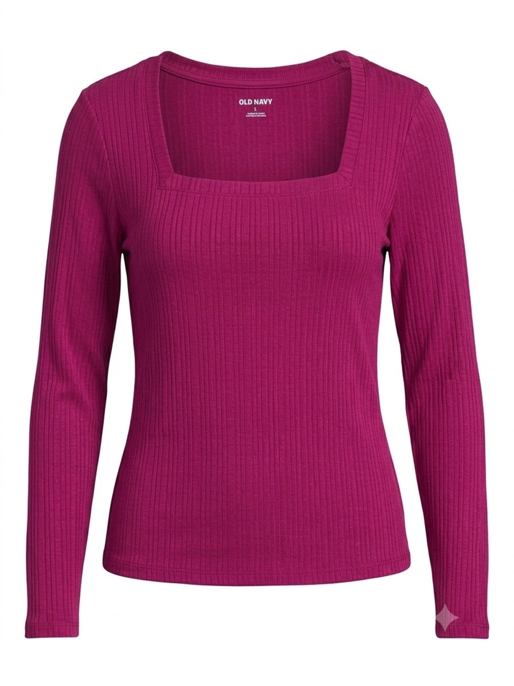 Old Navy Ribbed Square-Neck Long Sleeve Top - Magenta Pink